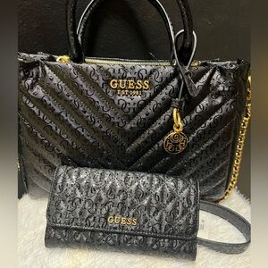 🖤🖤NWT-Guess Jania Quilted Small Girlfriend Satchel and matching Aveta wallet🖤